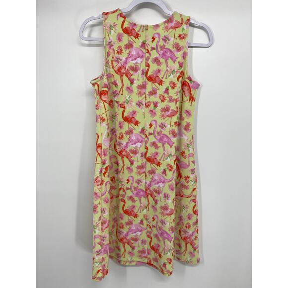 Pappagallo Womens Pink Yellow Flamingo Sleeveless Dress NEW Small - Picture 2 of 10